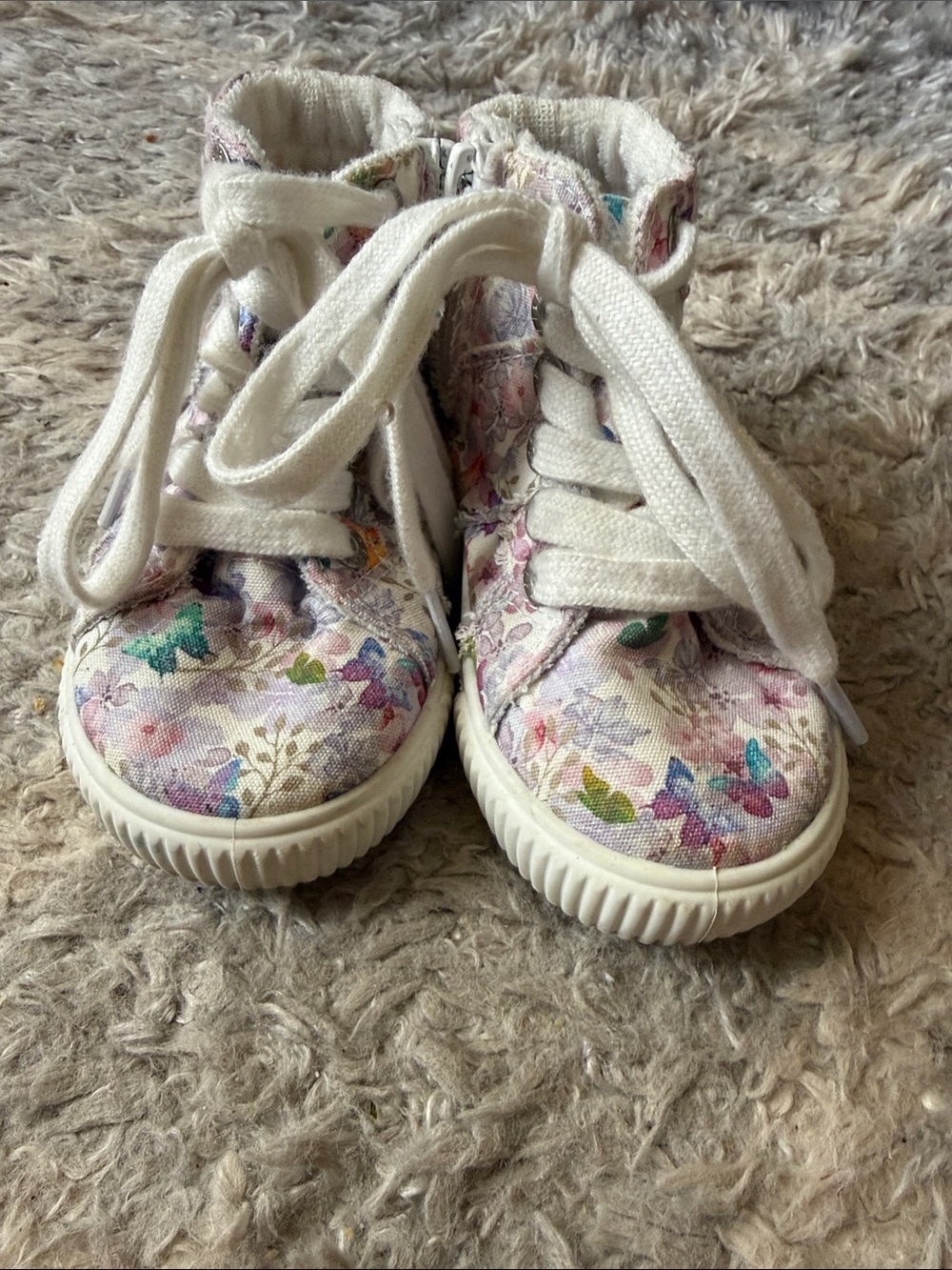 Blowfish White Floral & Butterfly High-Top Sneakers for Kids